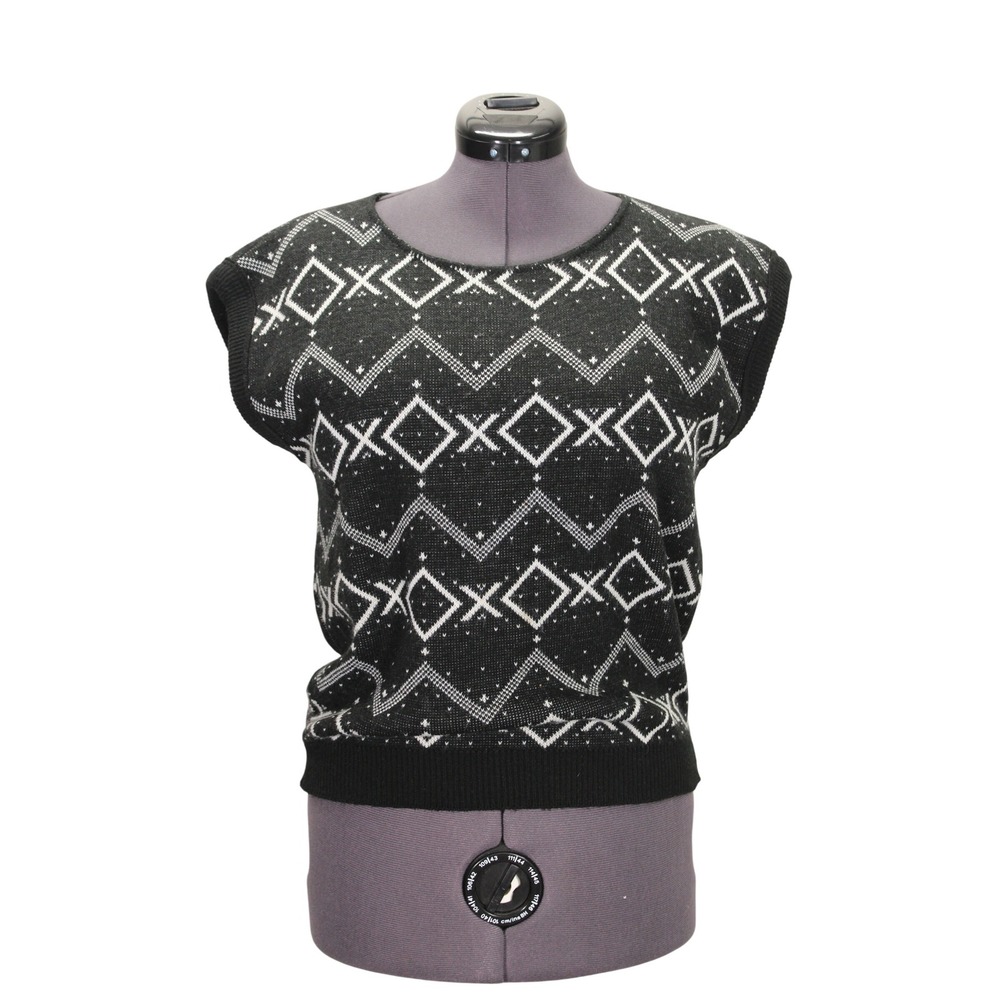 Cristin Stevens Vintage Sweater Vest Women's Medium Knit Geometric‎ Round Neck